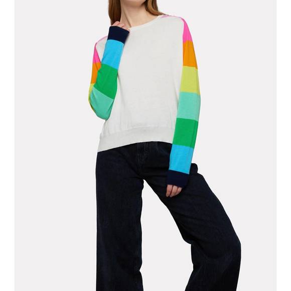 NEW WISPR rainbow raglan crew sweater in ice water/neon - Picture 1 of 2